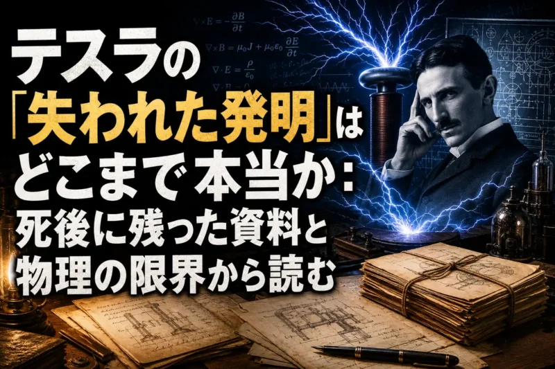 テスラの「失われた発明」はどこまで本当か：死後に残った資料と物理の限界から読む