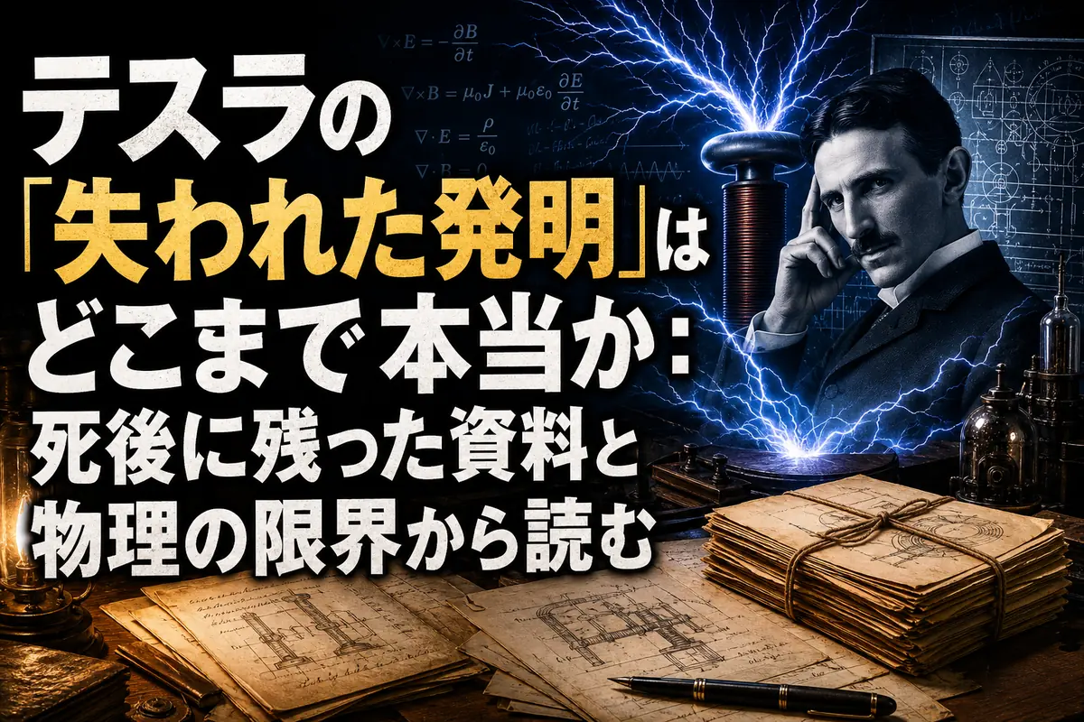 テスラの「失われた発明」はどこまで本当か:死後に残った資料と物理の限界から読む